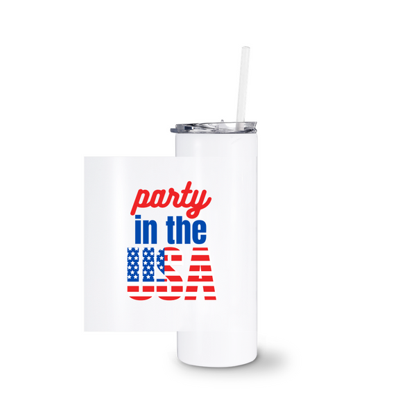 Party in the USA White Tumblers With Straw